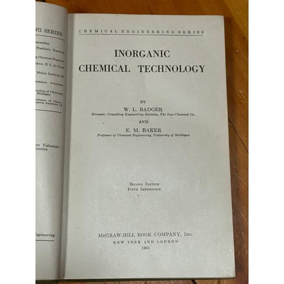 Vintage Chemical Engineering Series Book: Inorganic Chemical Technology. Badger - Picture 5 of 6